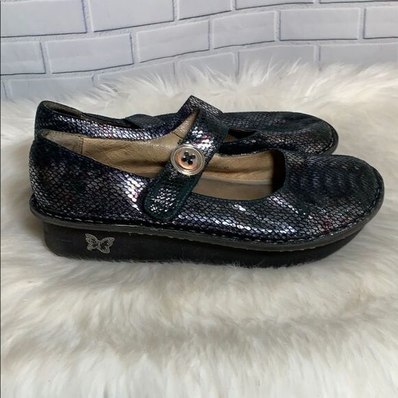 Alegria Paloma Pewter Embossed Flats Sz 40… - Picture 5 of 7